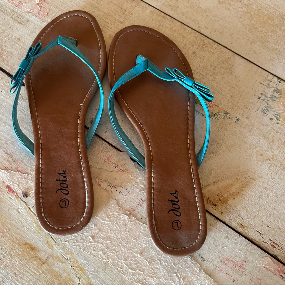 Dots Teal and Brown Women's Sandals
